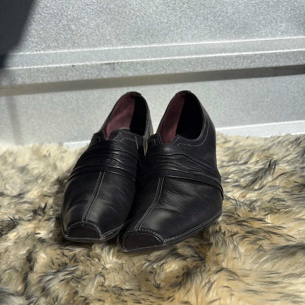 Black Leather Ankle Boots with Polished Finish